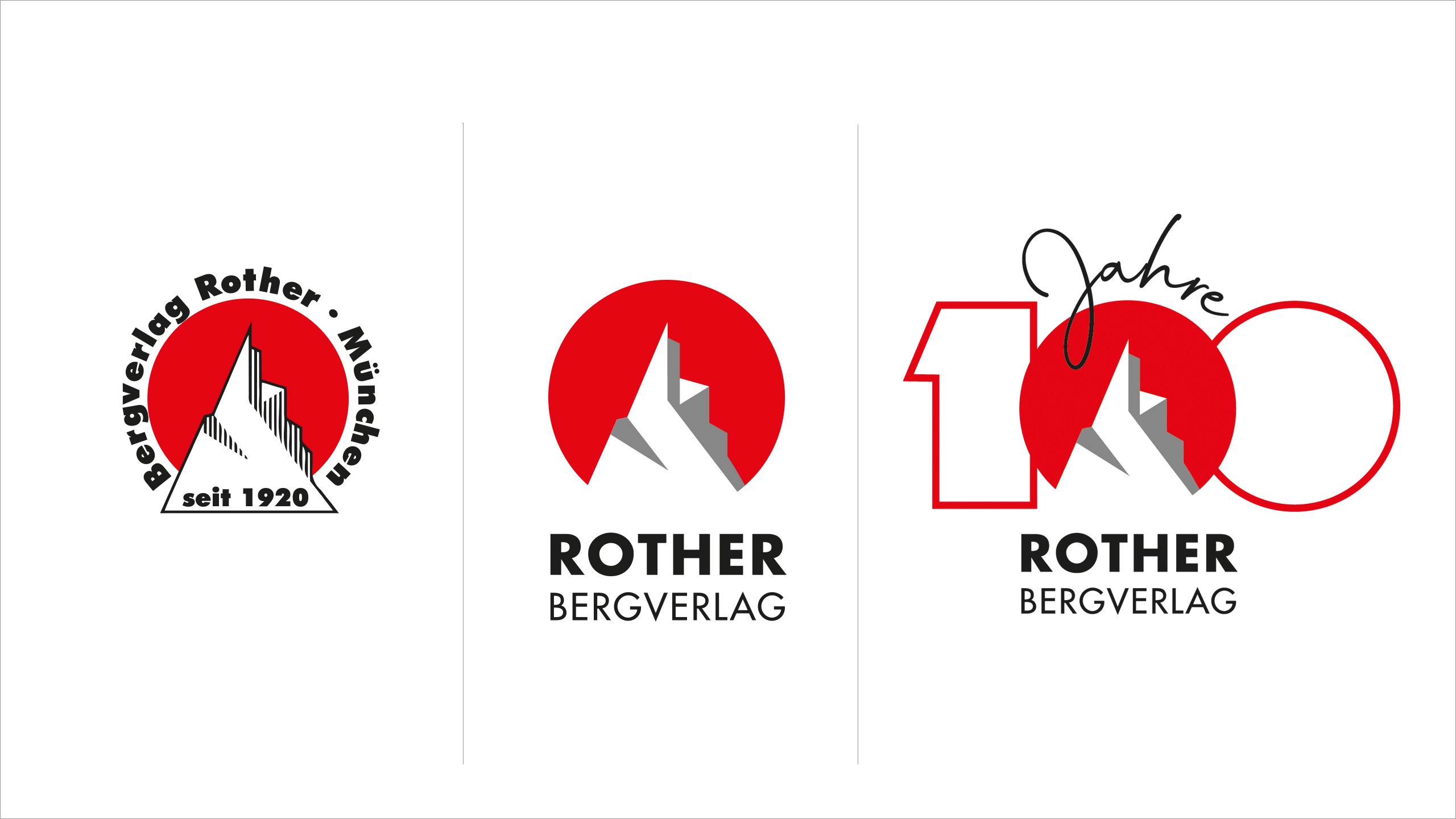 Marken Relaunch Rother Verlag + Jubiläumslogo 100 Jahre Rother Bergverlag